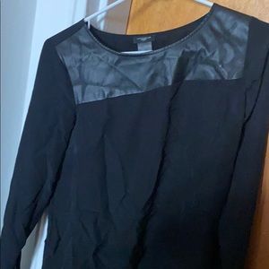 Anne Taylor black blouse with leather detail